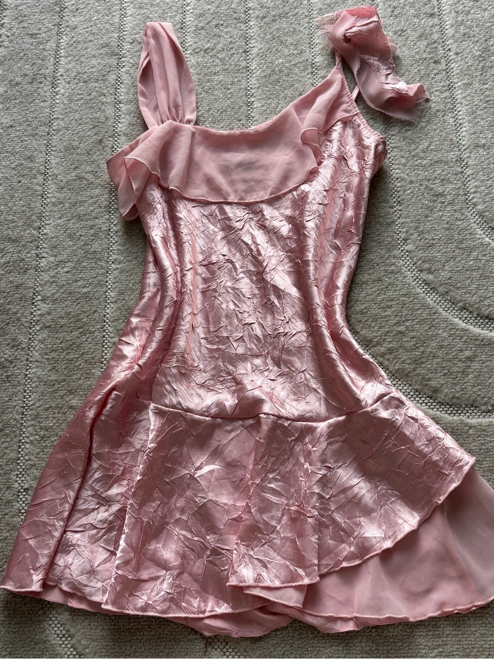 Wet Seal Pink Y2K Satin Ruffle Slip Dress - Picture 1 of 3